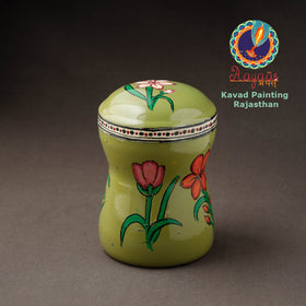 Green Kavad Handpainted Stainless Steel Multi Utility Canister