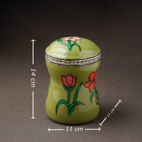 Green Kavad Handpainted Stainless Steel Multi Utility Canister