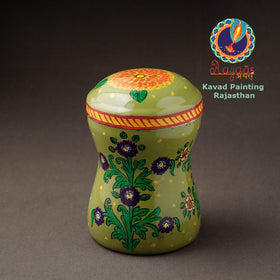 Green Kavad Handpainted Stainless Steel Multi Utility Canister