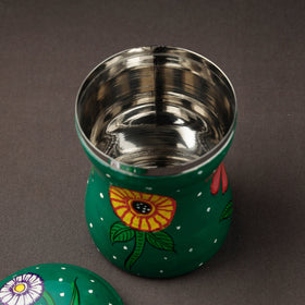 Green Kavad Handpainted Stainless Steel Multi Utility Canister