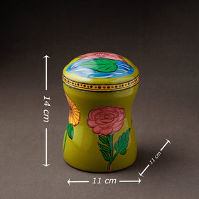 Green Kavad Handpainted Stainless Steel Multi Utility Canister