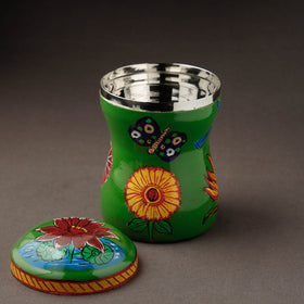 Green Kavad Handpainted Stainless Steel Multi Utility Canister