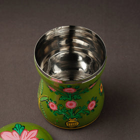 Green Kavad Handpainted Stainless Steel Multi Utility Canister
