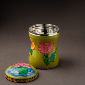 Green Kavad Handpainted Stainless Steel Multi Utility Canister