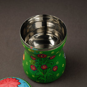 Green Kavad Handpainted Stainless Steel Multi Utility Canister