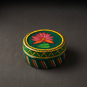 Green Kavad Handpainted Stainless Steel Multi Utility Container