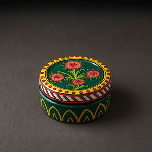 Green Kavad Handpainted Stainless Steel Multi Utility Container