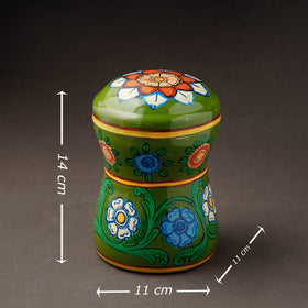 Green Kavad Handpainted Stainless Steel Multi Utility Canister
