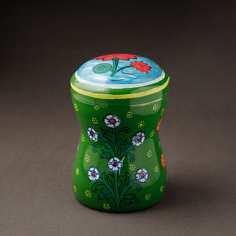 Green Kavad Handpainted Stainless Steel Multi Utility Canister