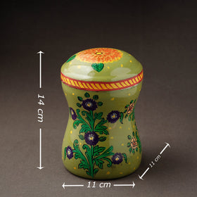 Green Kavad Handpainted Stainless Steel Multi Utility Canister