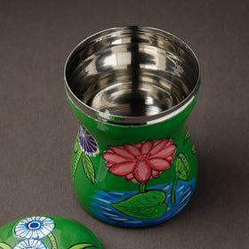Green Kavad Handpainted Stainless Steel Multi Utility Canister