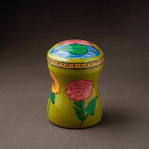 Green Kavad Handpainted Stainless Steel Multi Utility Canister