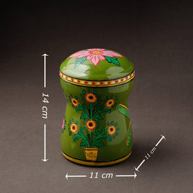 Green Kavad Handpainted Stainless Steel Multi Utility Canister