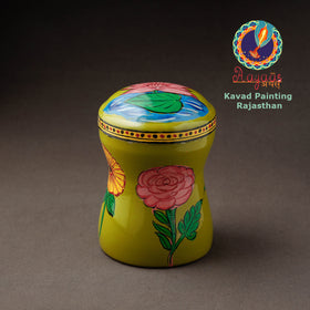 Green Kavad Handpainted Stainless Steel Multi Utility Canister