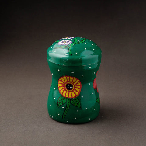 Green Kavad Handpainted Stainless Steel Multi Utility Canister