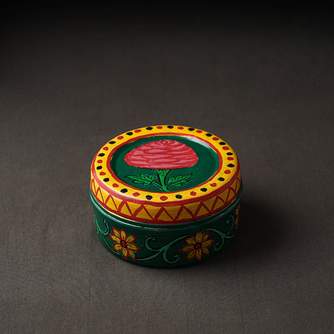 Green Kavad Handpainted Stainless Steel Multi Utility Container