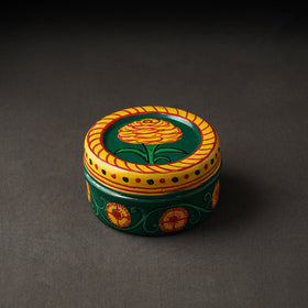 Green  Kavad Handpainted Stainless Steel Multi Utility Container 