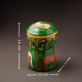 Green Kavad Handpainted Stainless Steel Multi Utility Canister