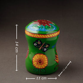 Green Kavad Handpainted Stainless Steel Multi Utility Canister