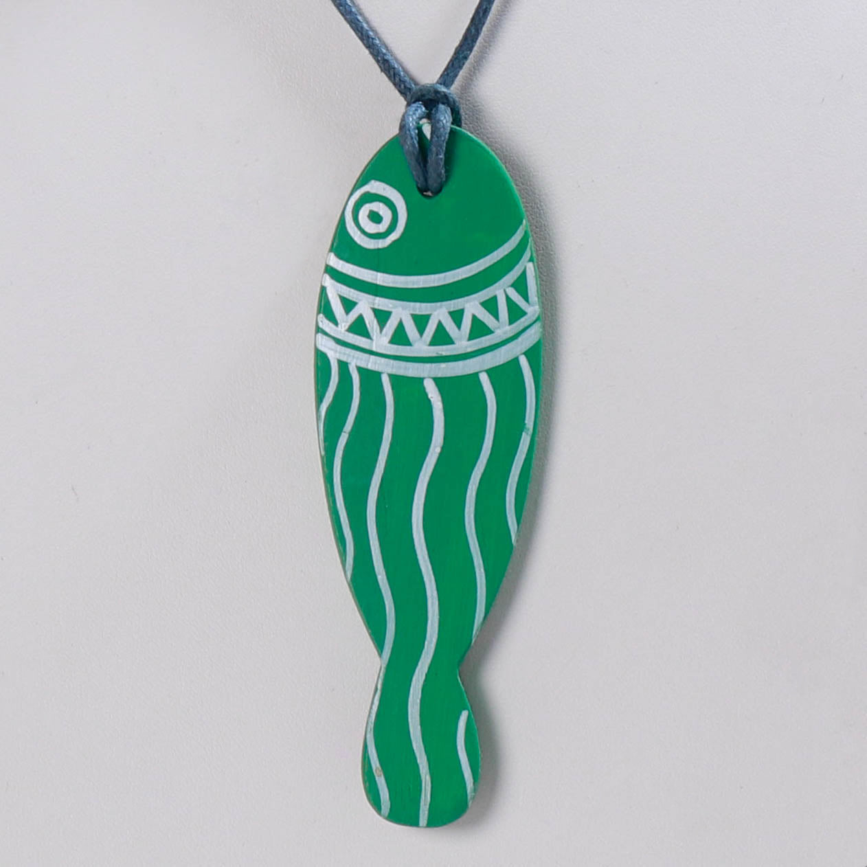 Shop Green Kerala Hand Painted Bamboo Fish Necklace 