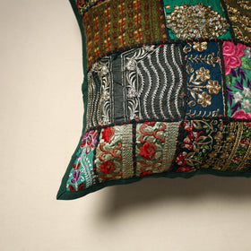 Khambadiya patchwork hand embroidery cushion cover (16 x 16