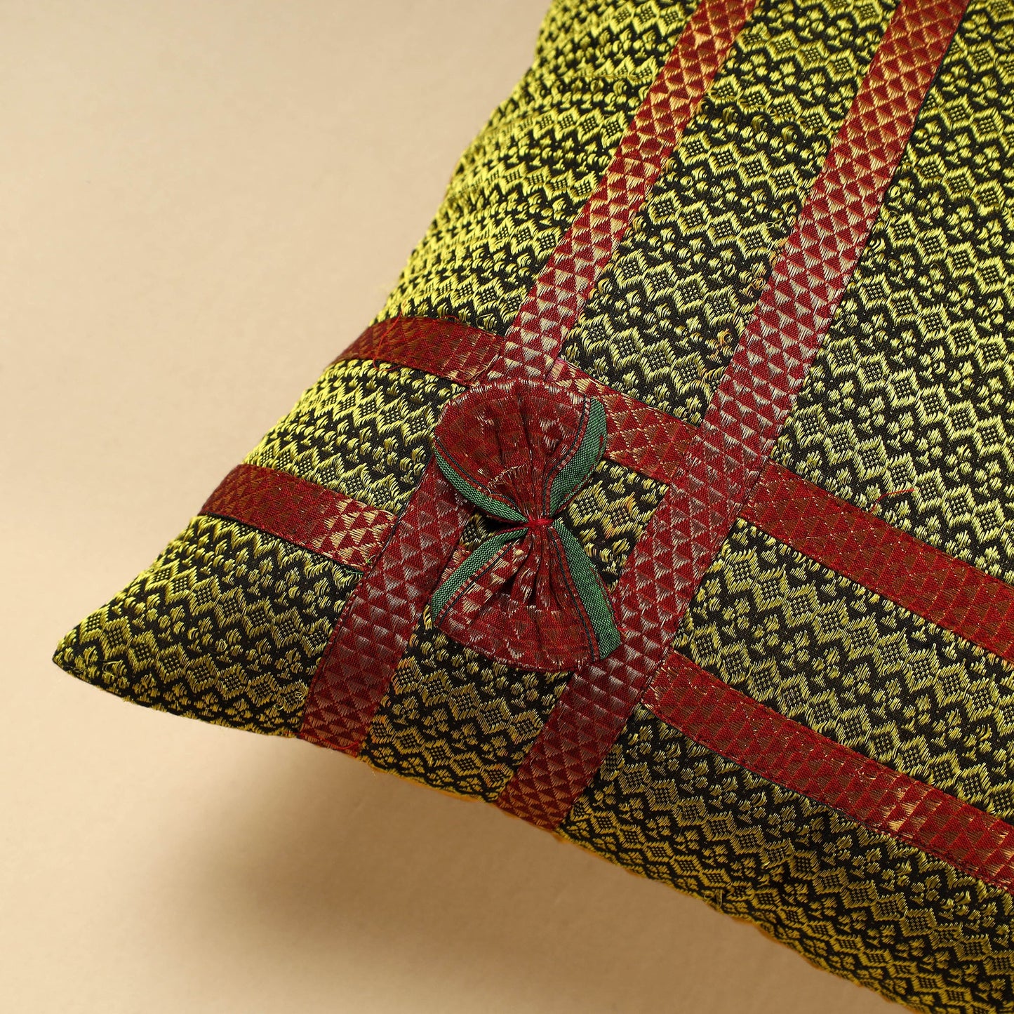 Green - Khun Weave Cotton Cushion Cover (16 x 16 in)