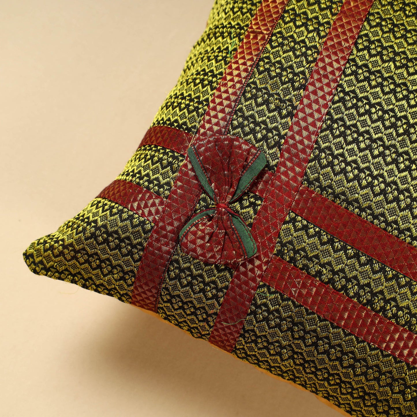 Green - Khun Weave Cotton Cushion Cover (16 x 16 in)