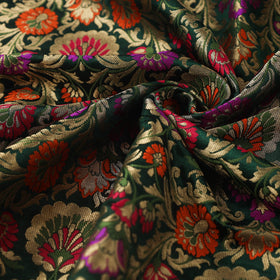 Green Art Silk Gold Zari Kimkhab Banarasi Brocade Fabric