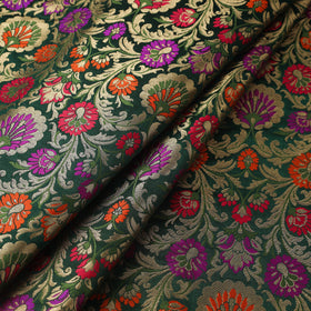 Green Art Silk Gold Zari Kimkhab Banarasi Brocade Fabric
