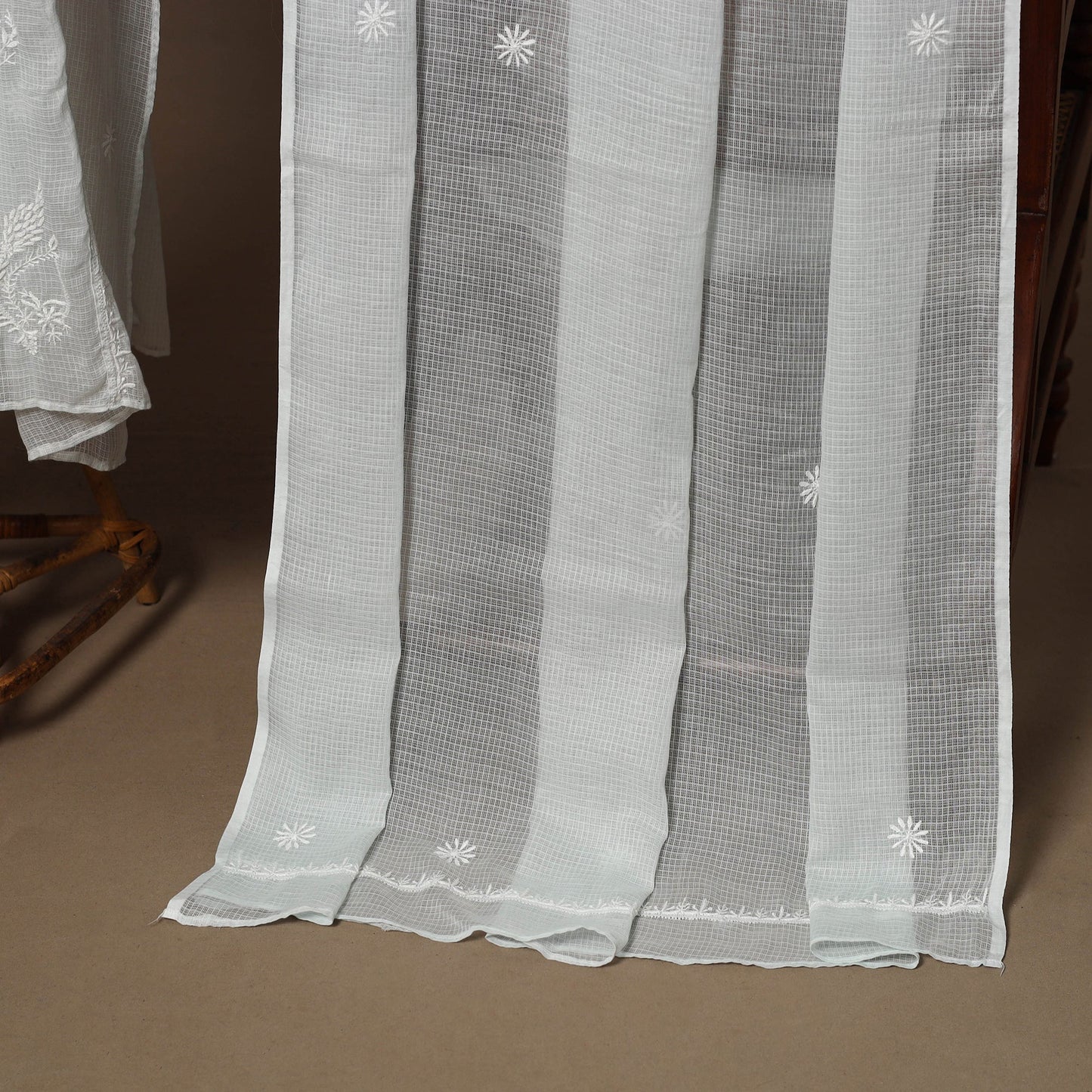 Kota doria chanderi semi stitched chikankari hand