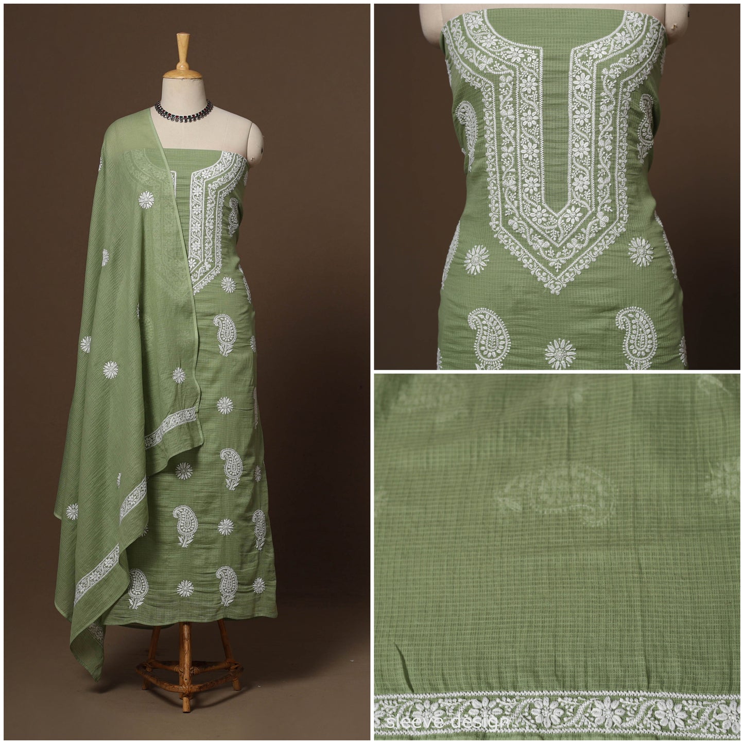 Kota doria cotton chikankari hand embroidered 2pc