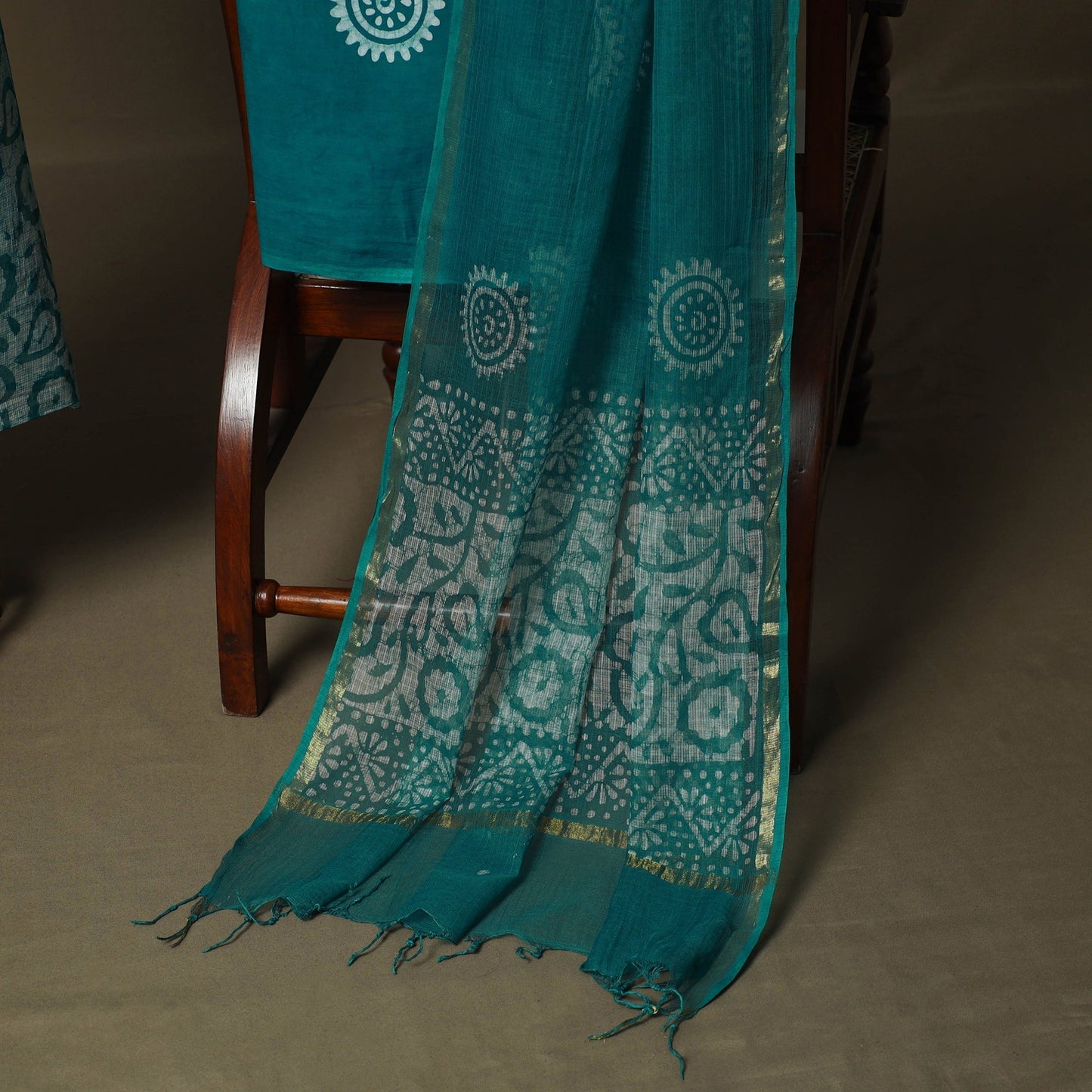 Kota doria cotton hand block batik print 3pc unstitched