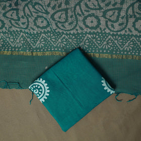 Kota doria cotton hand block batik print 3pc unstitched