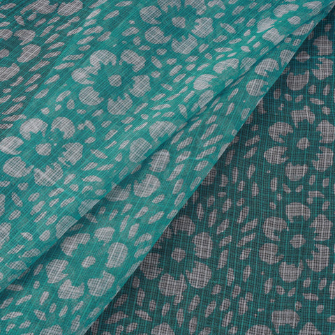 Green - Kota Doria Cotton Hand Block Batik Print Fabric 09
