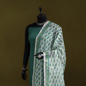 Kota doria cotton hand block print sanganeri floral dupatta