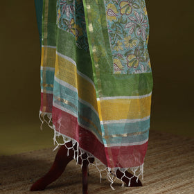 Kota doria cotton hand block print sanganeri floral dupatta