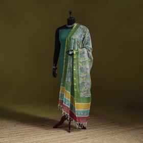 Kota doria cotton hand block print sanganeri floral dupatta