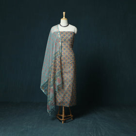 Kota doria cotton hand block sanganeri print 3pc unstitched