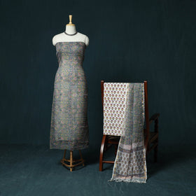 Kota doria cotton hand block sanganeri print 3pc unstitched