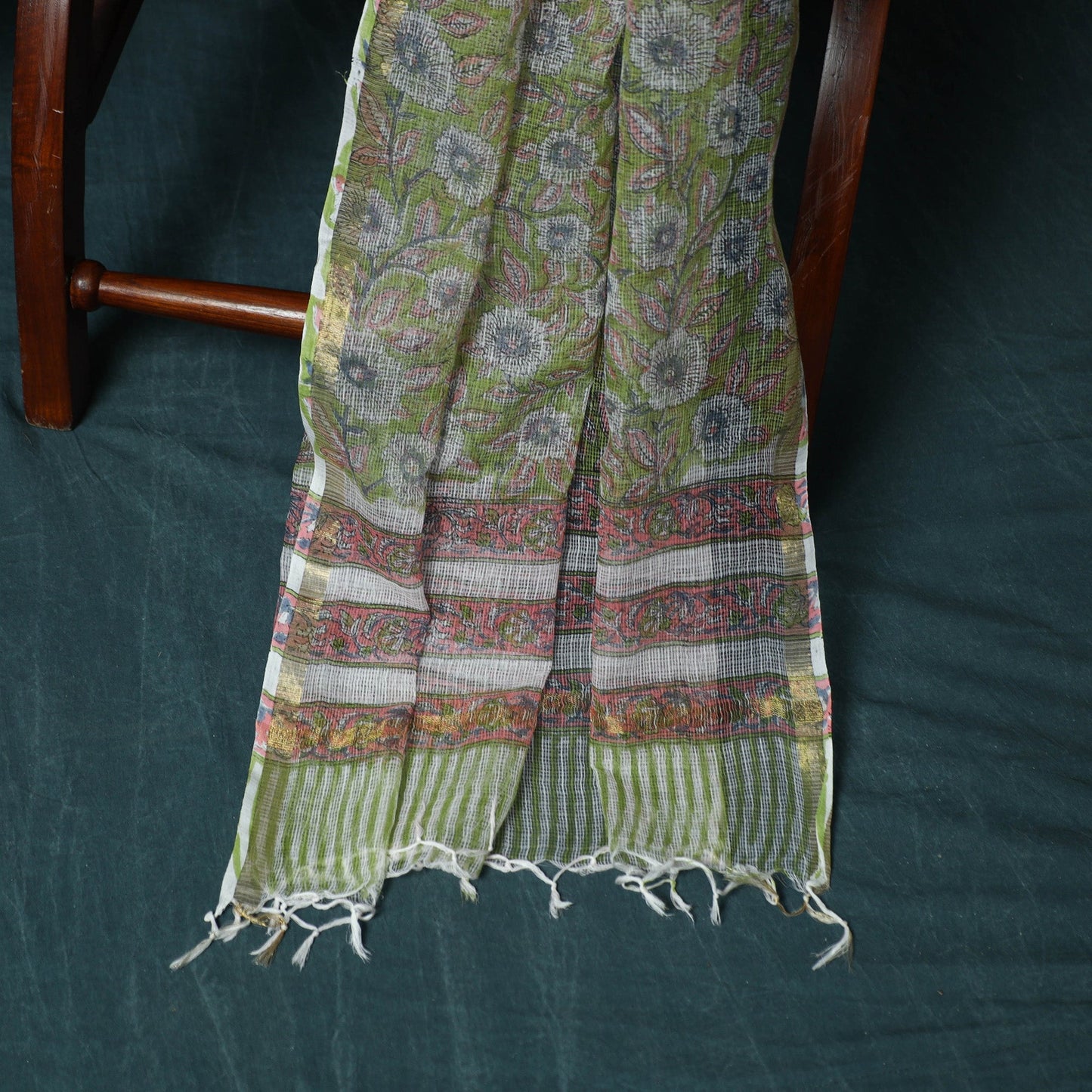 Kota doria cotton hand block sanganeri print 3pc unstitched