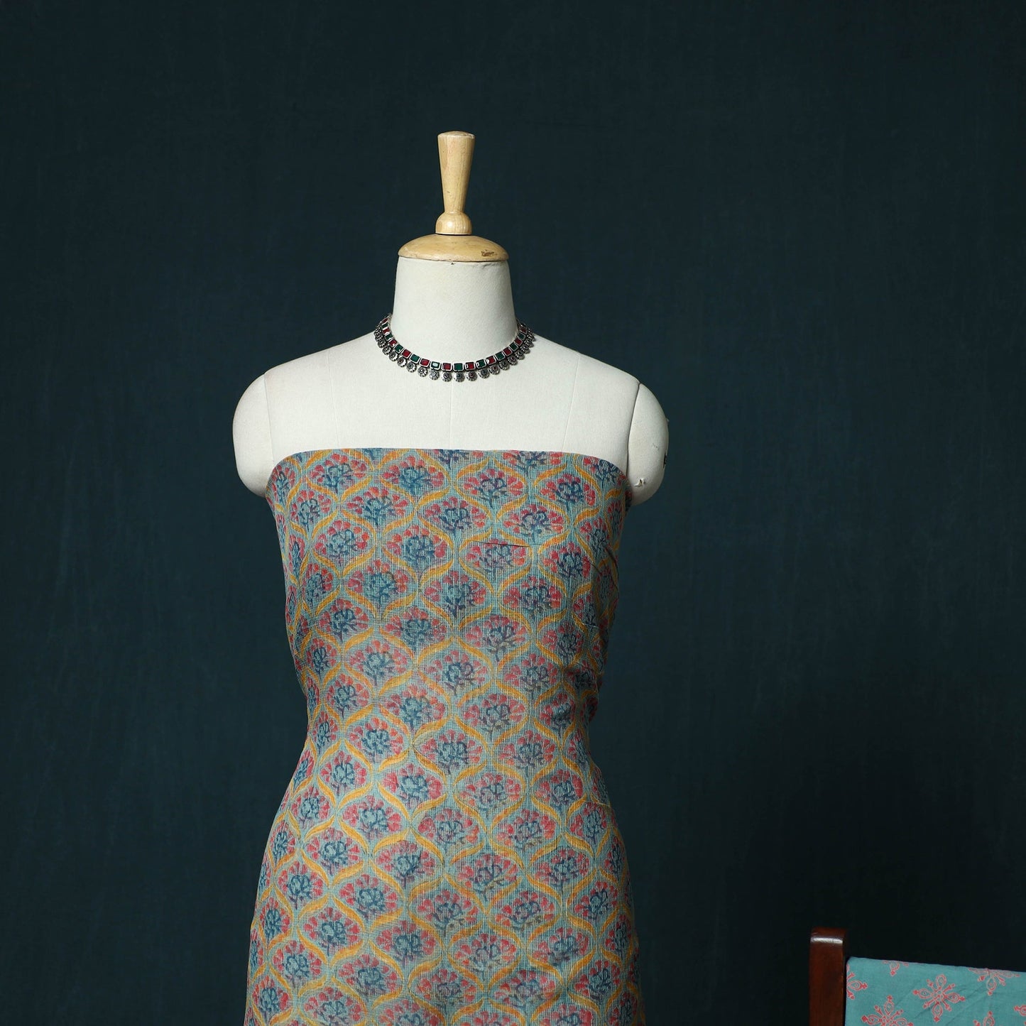 Kota doria cotton hand block sanganeri print 3pc unstitched