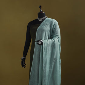 Green - kota doria cotton hand embroidered lucknowi