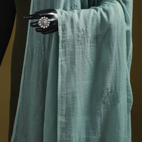 Green - kota doria cotton hand embroidered lucknowi