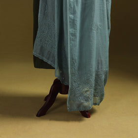 Green - kota doria cotton hand embroidered lucknowi