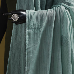 Green - kota doria cotton hand embroidered lucknowi
