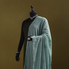 Green - kota doria cotton hand embroidered lucknowi