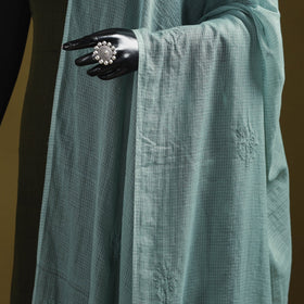 Green - kota doria cotton hand embroidered lucknowi