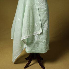 Green - kota doria cotton lucknow chikankari 2pc unstitched