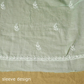 Green - kota doria cotton lucknow chikankari 2pc unstitched