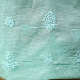 Green - kota doria cotton lucknow chikankari 2pc unstitched